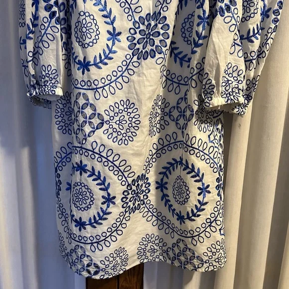 Trina Turk Embroidered Eyelet Off The Shoulder Tank Dress - Picture 7 of 14